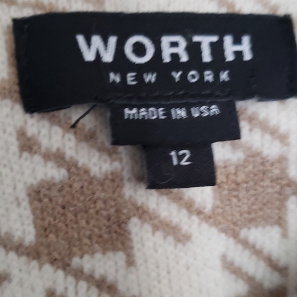 Worth New York Sweater Dress Tan Wool Blend Lagen Size 12 Cream Tan Maxi - Picture 8 of 11